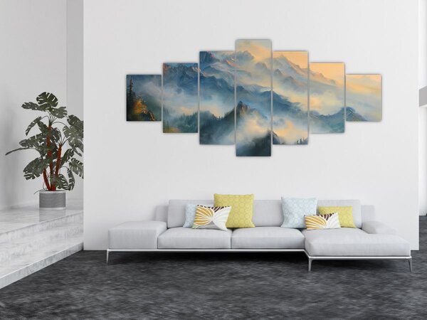 Obraz - Malovaná horská krajina (210x100 cm)