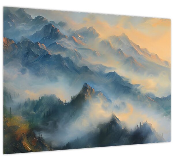 Obraz - Malovaná horská krajina (70x50 cm)