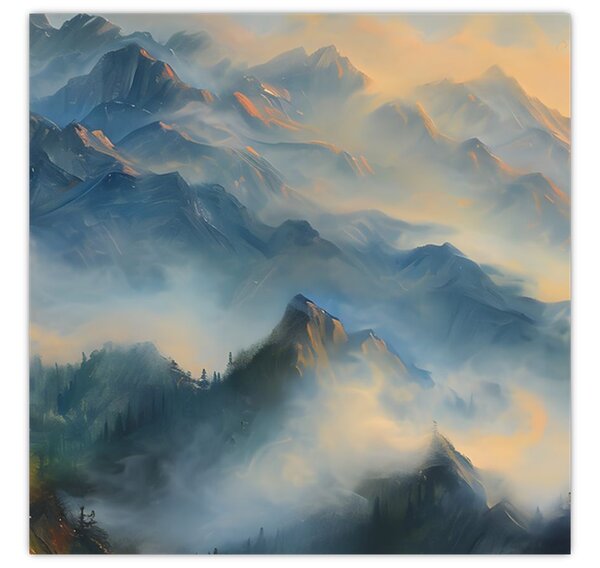 Obraz - Malovaná horská krajina (30x30 cm)