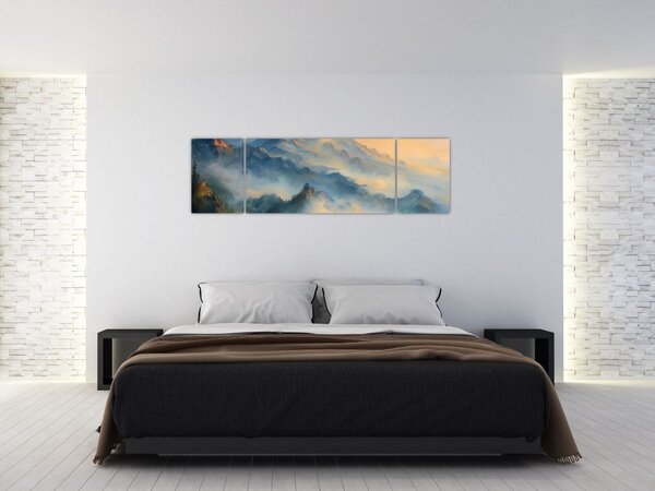 Obraz - Malovaná horská krajina (170x50 cm)