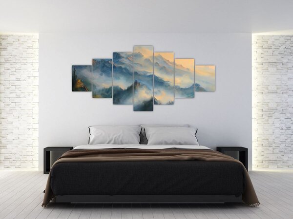 Obraz - Malovaná horská krajina (210x100 cm)