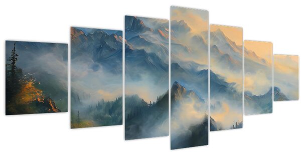 Obraz - Malovaná horská krajina (210x100 cm)