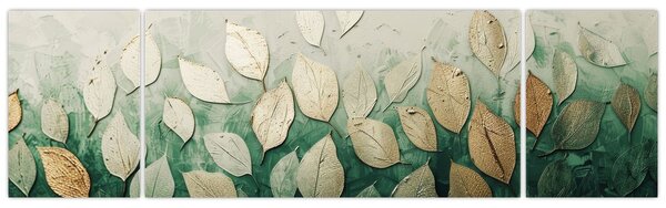 Obraz - Zlato-zelené listy (170x50 cm)