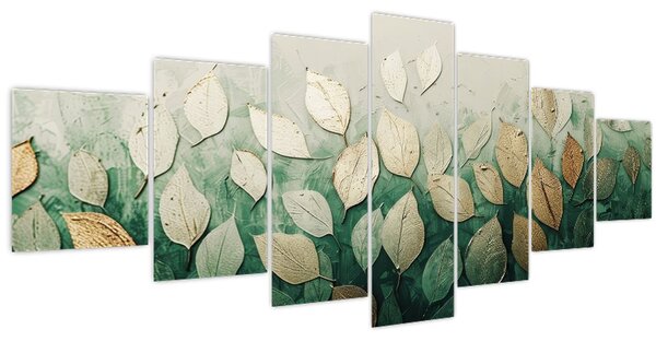 Obraz - Zlato-zelené listy (210x100 cm)