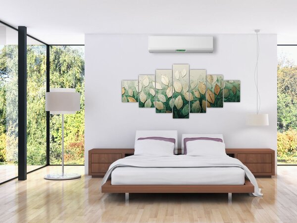 Obraz - Zlato-zelené listy (210x100 cm)