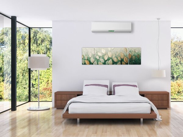 Obraz - Zlato-zelené listy (170x50 cm)