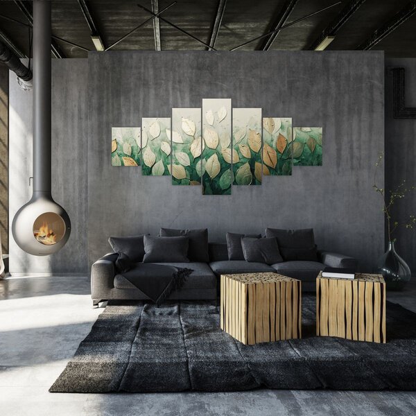 Obraz - Zlato-zelené listy (210x100 cm)