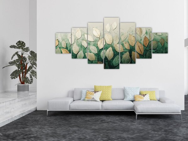 Obraz - Zlato-zelené listy (210x100 cm)