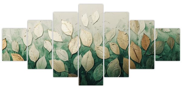 Obraz - Zlato-zelené listy (210x100 cm)