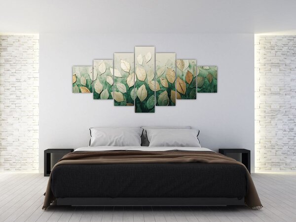 Obraz - Zlato-zelené listy (210x100 cm)