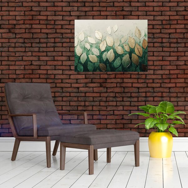 Obraz - Zlato-zelené listy (70x50 cm)
