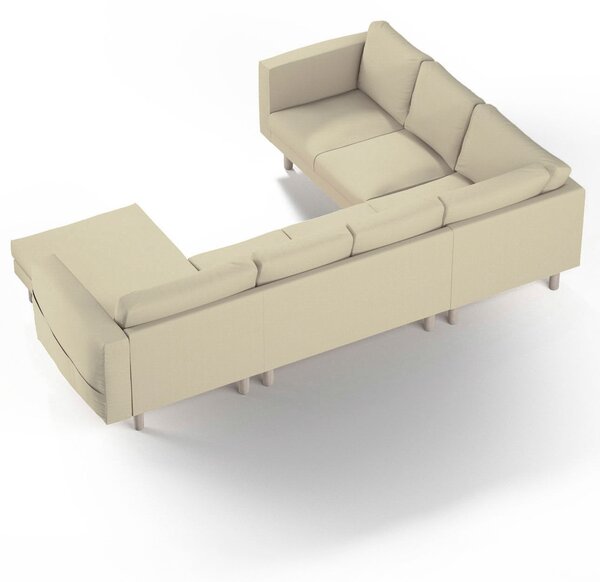 Potah na pohovku IKEA Norsborg rohová, 5-místná se šezlongem barva krémová látka lesklé, pletený vzor