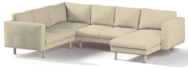 Potah na pohovku IKEA Norsborg rohová, 5-místná se šezlongem barva krémová látka lesklé, pletený vzor