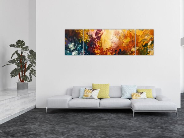 Obraz - Abstraktní malba květin (170x50 cm)
