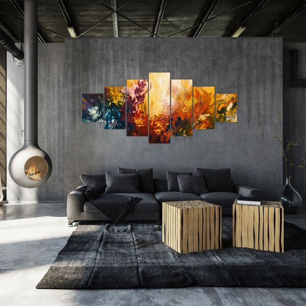 Obraz - Abstraktní malba květin (210x100 cm)