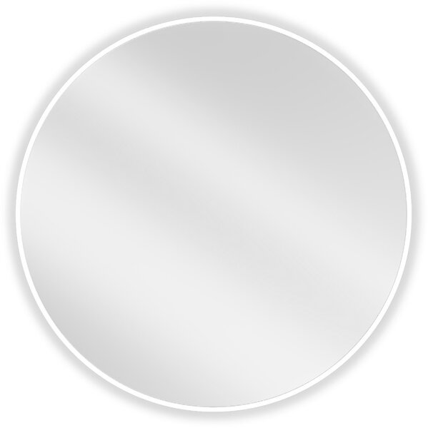 Mexen Loft, kulaté koupelnové zrcadlo 80 cm, barva rámu bílá, 9850-080-080-000-20