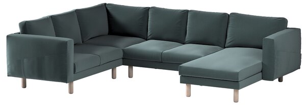 Potah na pohovku IKEA Norsborg rohová, 5-místná se šezlongem barva zelená látka sametová