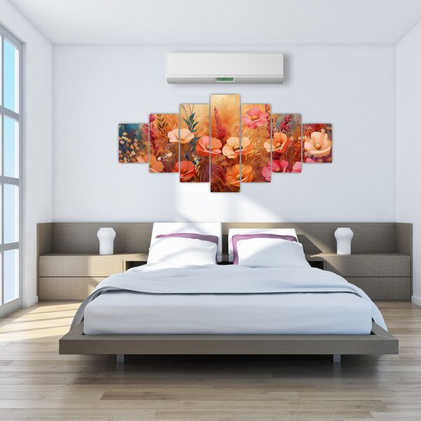 Obraz - Luční kvítí, malba (210x100 cm)