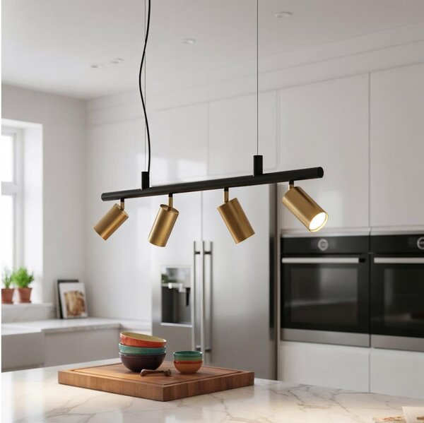 Ideal Lux - LED Lustr na lanku DYNAMITE 4xGU10/7W/230V CRI 90 černá/mosaz
