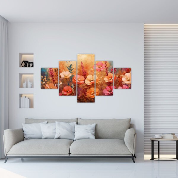 Obraz - Luční kvítí, malba (125x70 cm)