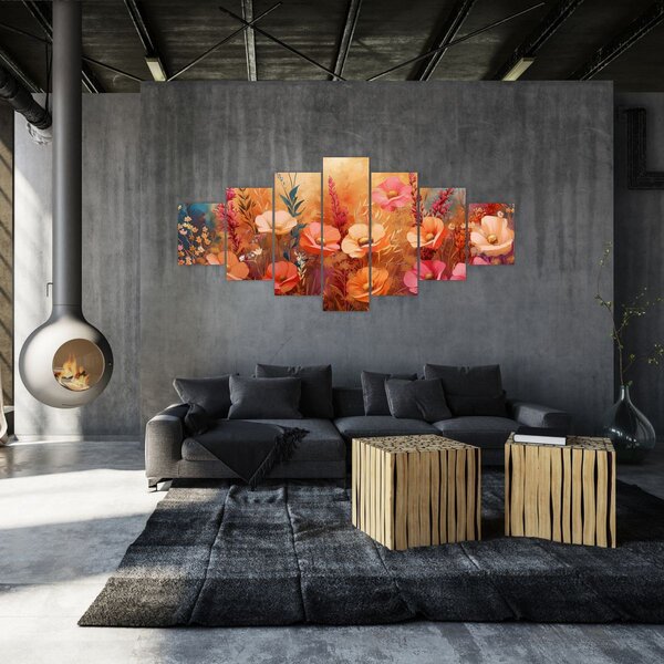 Obraz - Luční kvítí, malba (210x100 cm)