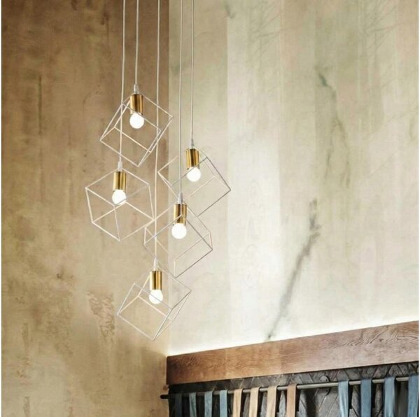 Ideal Lux - Lustr na lanku ICE 5xE27/60W/230V pr. 50 cm bílá