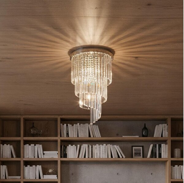 Ideal Lux-Křišťálový přisazený lustr CARLTON 8xE14/40W/230V pr.40cm lesklý chrom