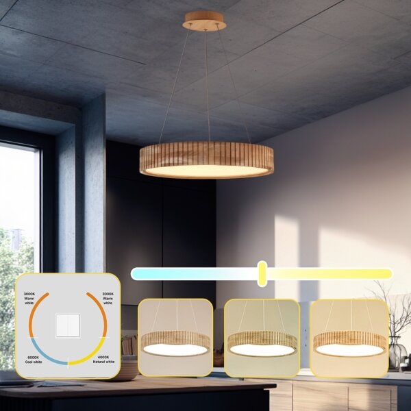 Brilagi - LED Lustr na lanku FALCON WOOD MODERN LED/30W/230V pr. 45 cm dřevo