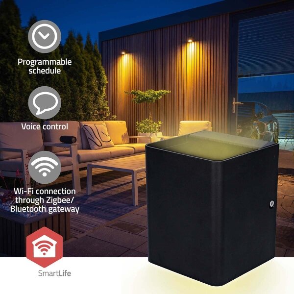 Nedis ZBLOW10RGBW - LED RGBW Stm. venk. svít. LED/12W/230V IP65 Wi-Fi Tuya černá