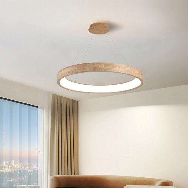 Brilagi -LED Lustr na lanku FALCON WOOD LED/60W/230V 3000/4000/6000K 80 cm dřevo