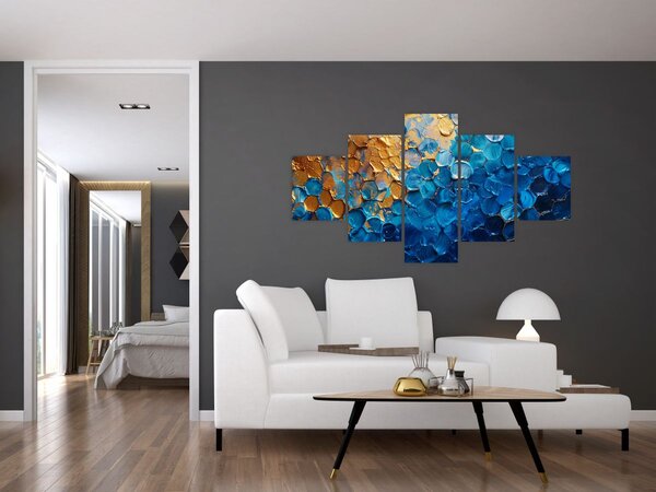 Obraz - Modrozlatá malba (125x70 cm)