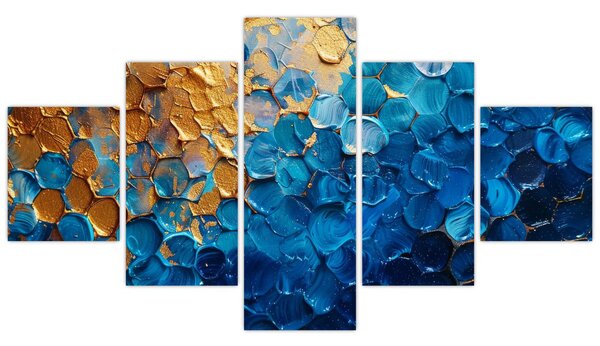 Obraz - Modrozlatá malba (125x70 cm)