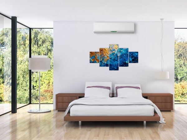 Obraz - Modrozlatá malba (125x70 cm)