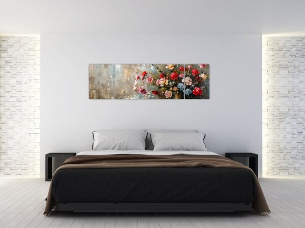Obraz - Váza květin (170x50 cm)