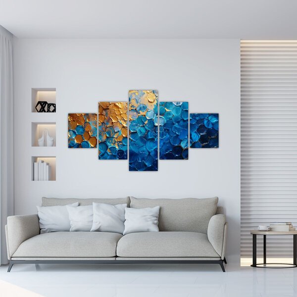 Obraz - Modrozlatá malba (125x70 cm)