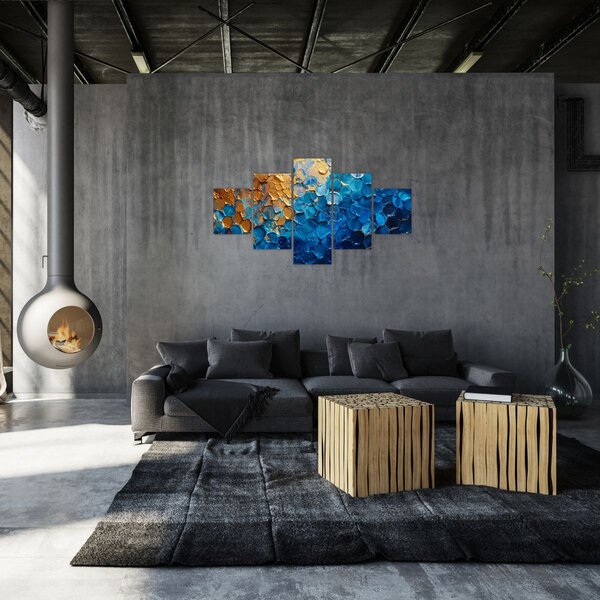 Obraz - Modrozlatá malba (125x70 cm)