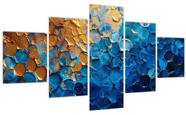 Obraz - Modrozlatá malba (125x70 cm)