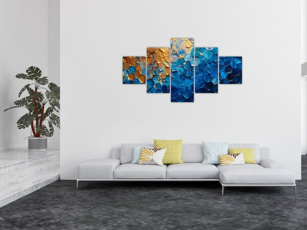 Obraz - Modrozlatá malba (125x70 cm)