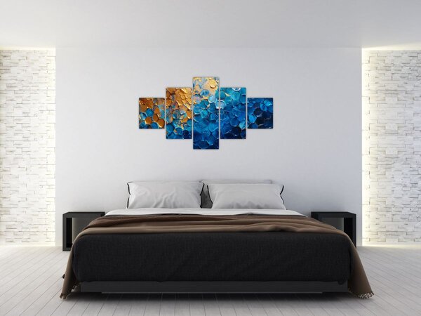 Obraz - Modrozlatá malba (125x70 cm)