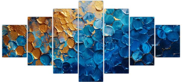 Obraz - Modrozlatá malba (210x100 cm)