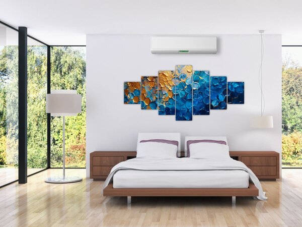 Obraz - Modrozlatá malba (210x100 cm)