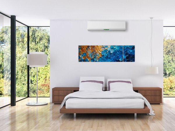 Obraz - Modrozlatá malba (170x50 cm)