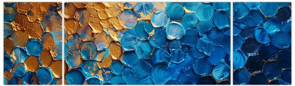 Obraz - Modrozlatá malba (170x50 cm)