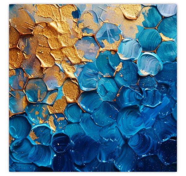 Obraz - Modrozlatá malba (30x30 cm)