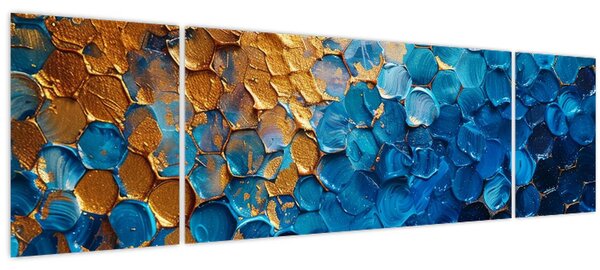 Obraz - Modrozlatá malba (170x50 cm)