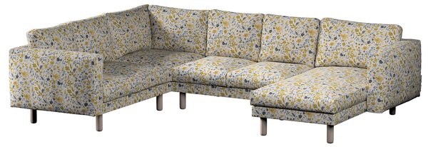 Potah na pohovku IKEA Norsborg rohová, 5-místná se šezlongem barva žlutá látka pletený vzor, vzorované