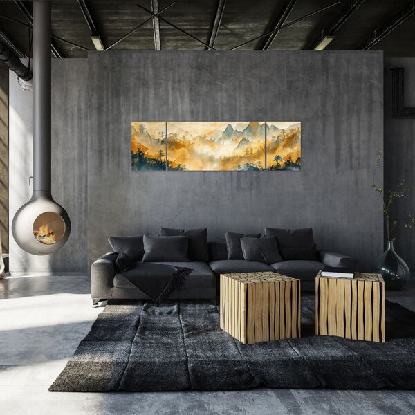 Obraz - Pohoří, akvarel (170x50 cm)