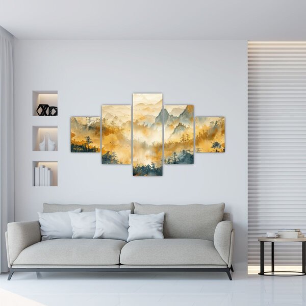 Obraz - Pohoří, akvarel (125x70 cm)