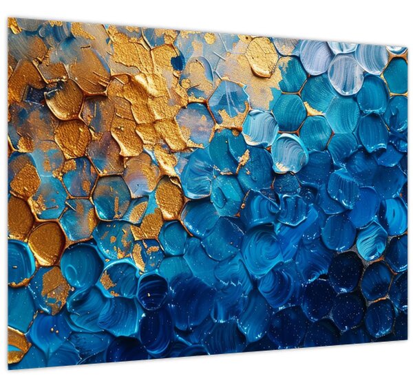 Obraz - Modrozlatá malba (70x50 cm)