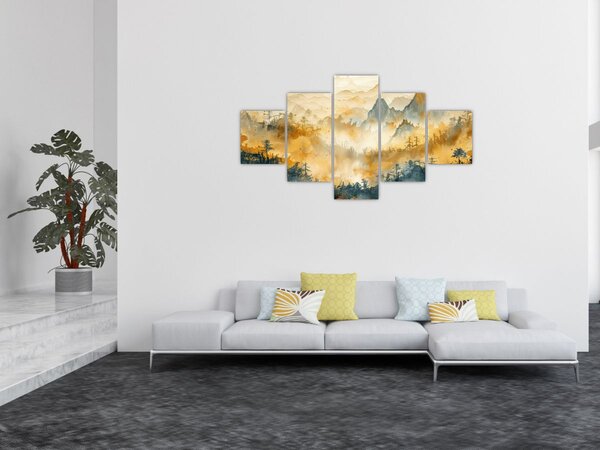Obraz - Pohoří, akvarel (125x70 cm)